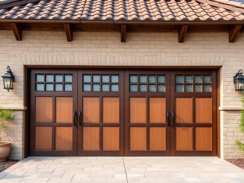 Custom wood grain garage door installation in Lowell Massachusetts